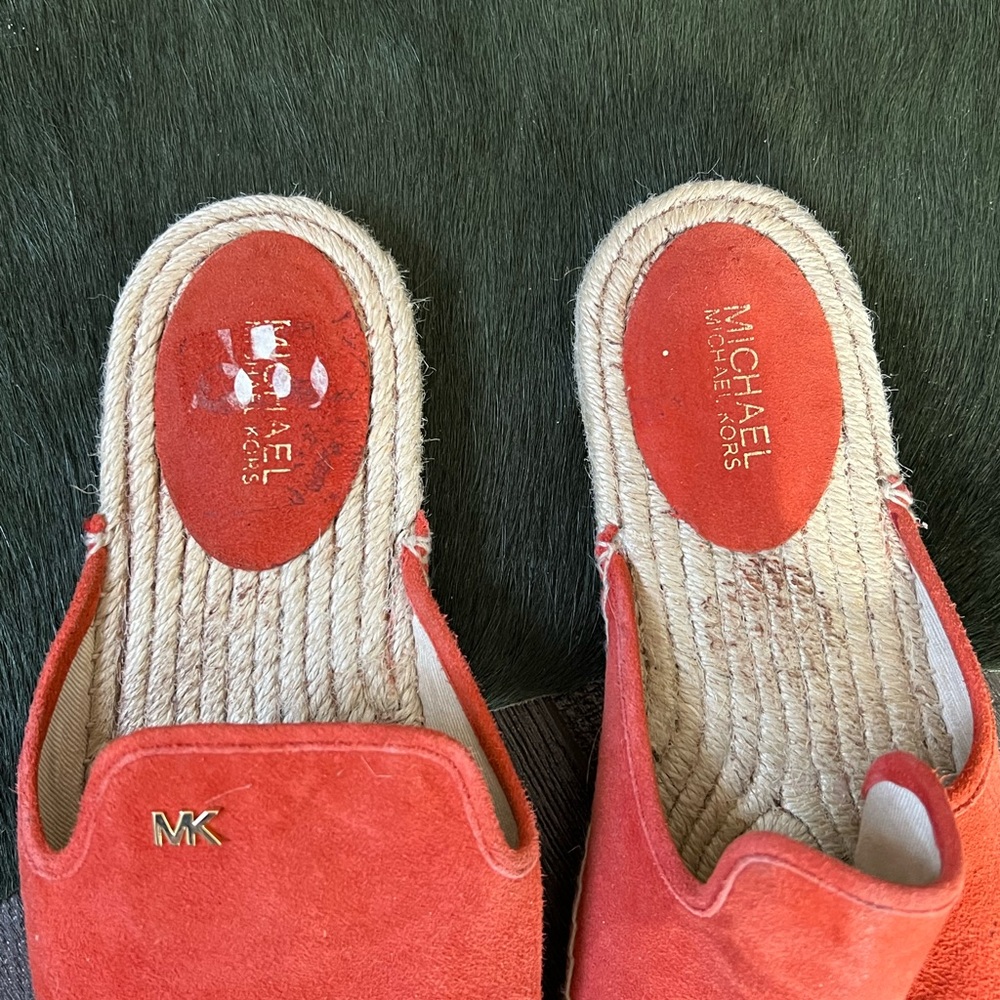 Michael Kors orange suede espadrilles slides - Picture 4 of 8